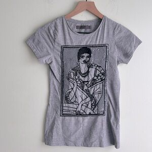 Zara Collection Sequined and Beaded T Shirt